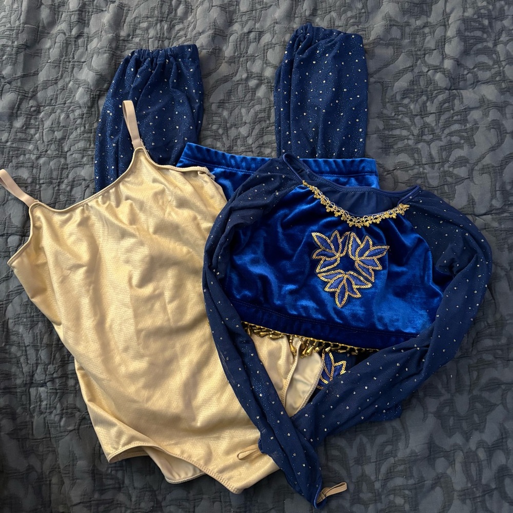 Like New Gold and Blue Dance Costume Set